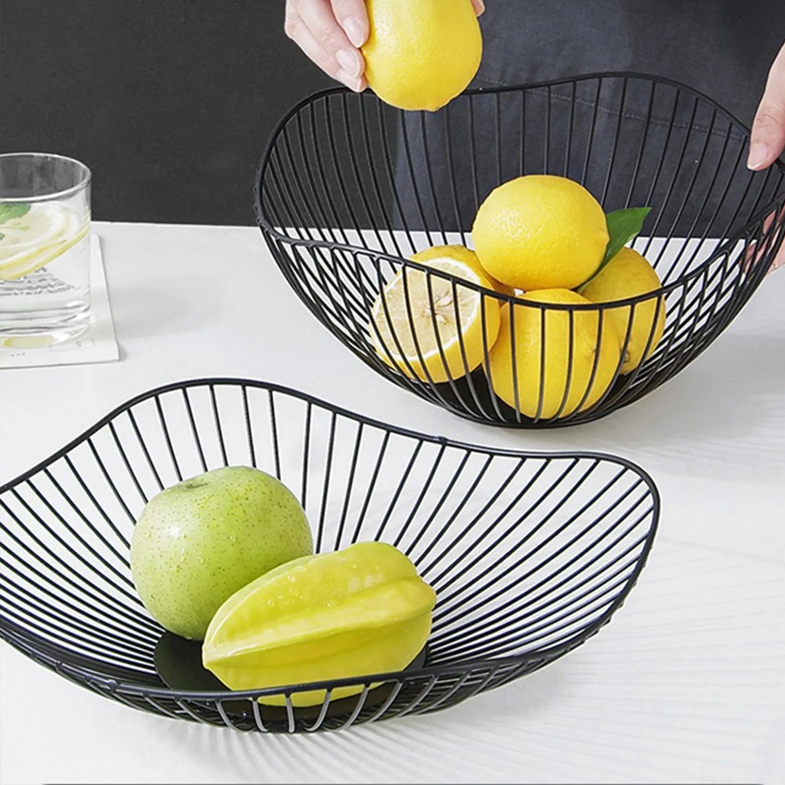 paniers à fruits en métal pour rangement cuisine et desserts - vue 4 sur 14