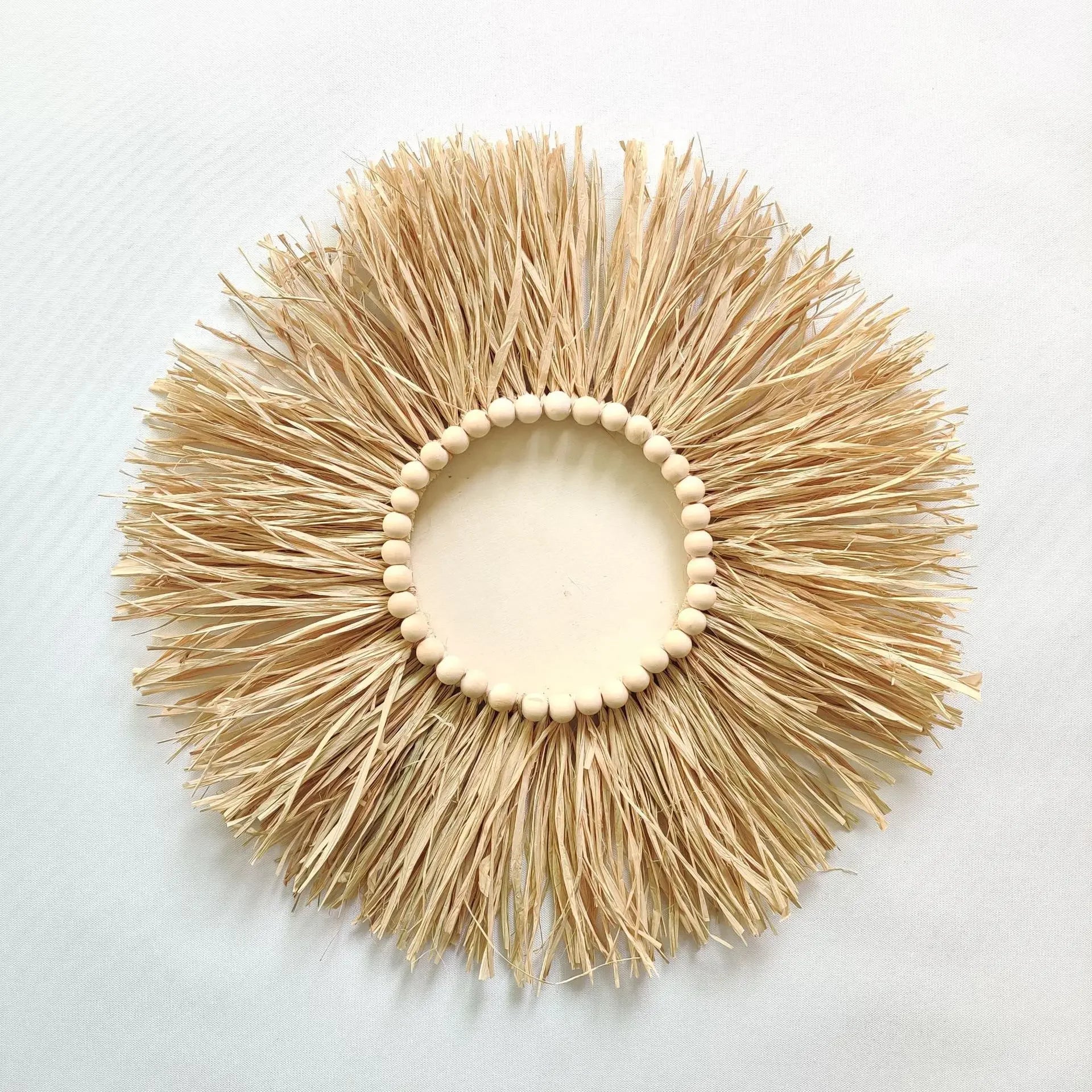 miroir décoratif bohème en paille tissée romantique pour mariage - vue 9 sur 13