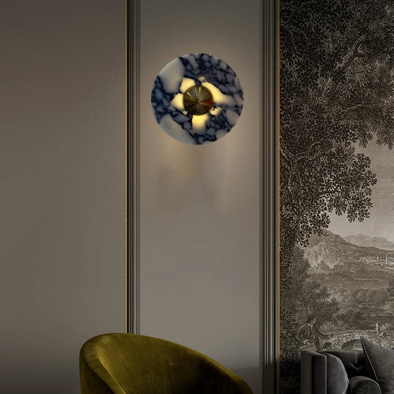 applique murale style art déco en pierre et métal doré - vue 4 sur 8