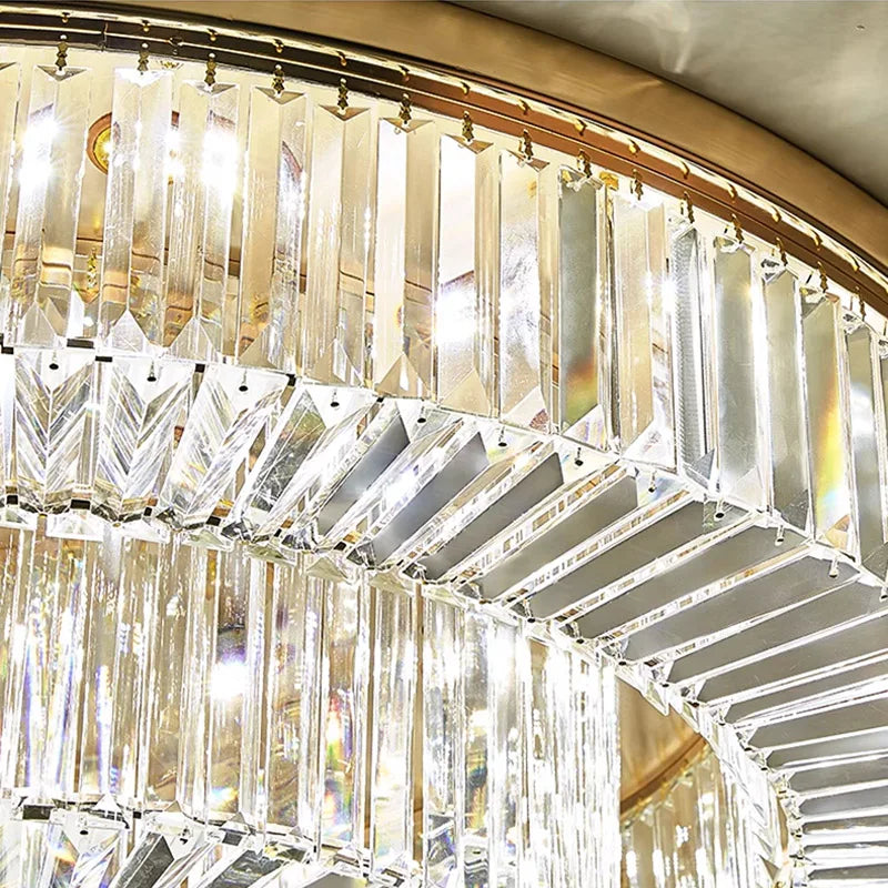Or Lustre moderne éclairage décoration de la maison de luxe cristal salon plafonnier Dimmable Lustre anneau luminaire LED - vue 6 sur 10