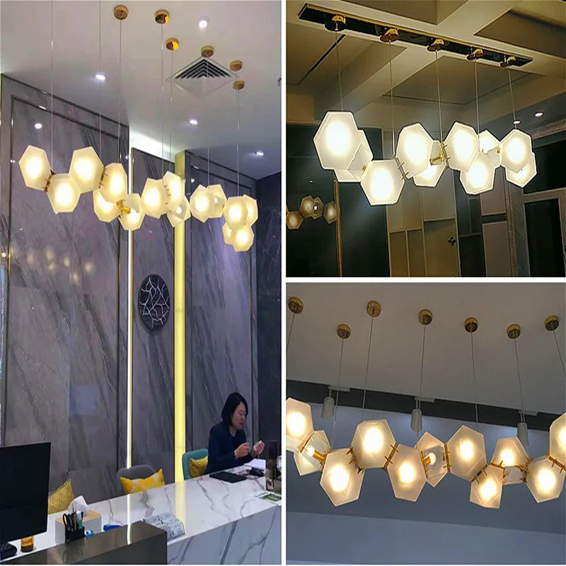 2024 Modern LED Chandelier Nordic Home Decoration  Club Front Desk Hanging Light Office Restaurant Ceiling Chandelier