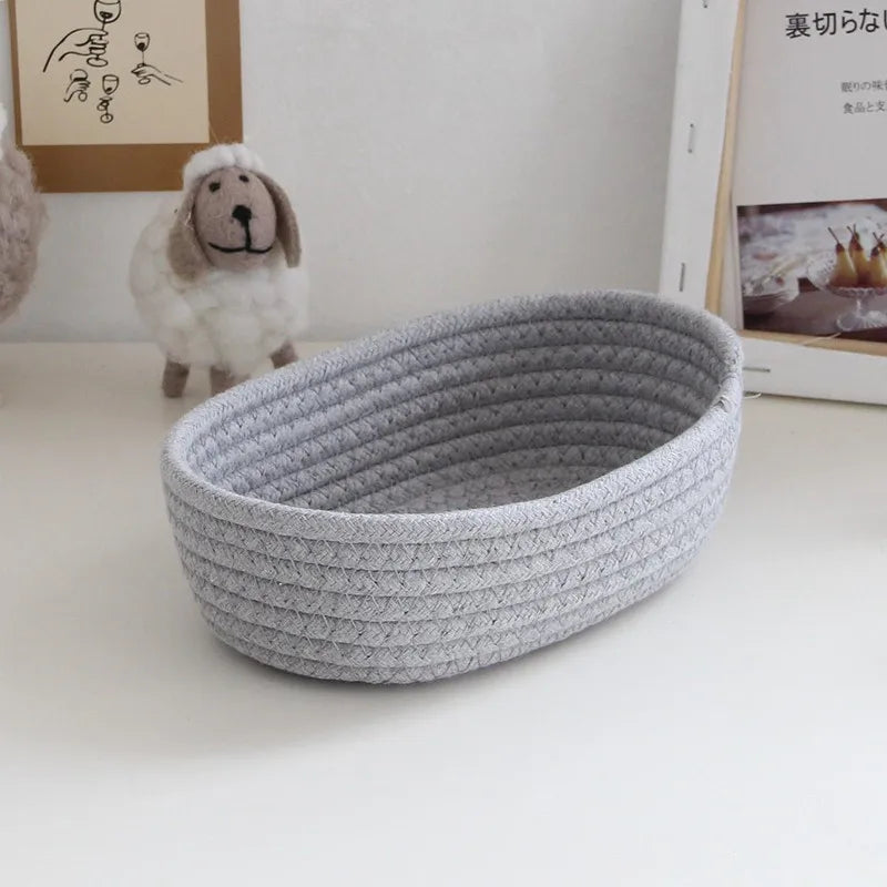 paniers de rangement en corde de coton nordique pour organisation - vue 9 sur 9