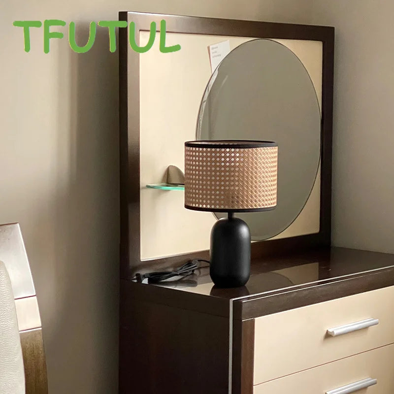 Lampe Vintage Rotin Bureau Bambou Chambre - vue 8 sur 7