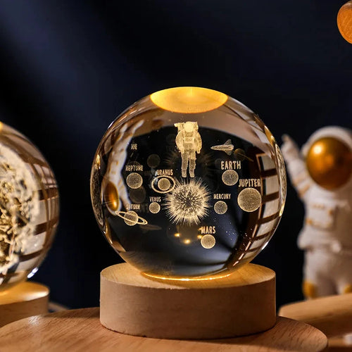 boule de cristal 3d lune galaxie décoration lumineuse pour la maison - vue 10 sur 17