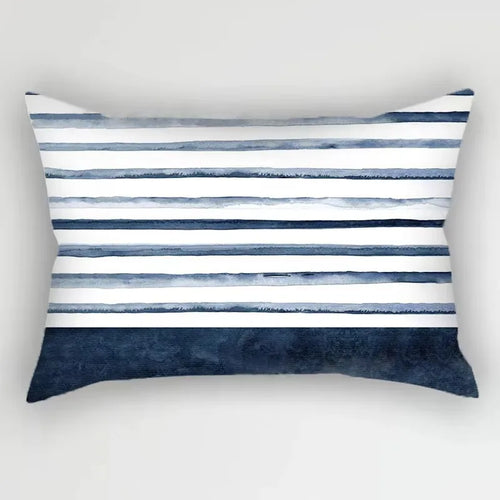 taie d'oreiller rectangulaire motifs fleurs feuilles bleues décorative