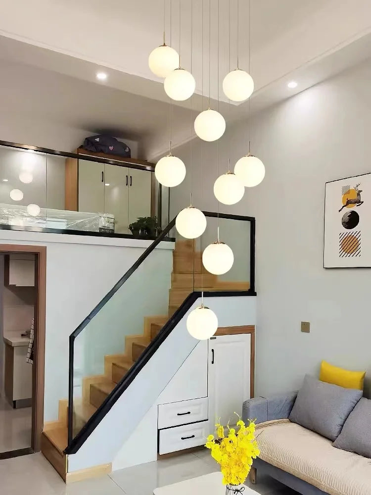 lustre moderne nordique pour loft duplex hôtel hall - vue 6 sur 24