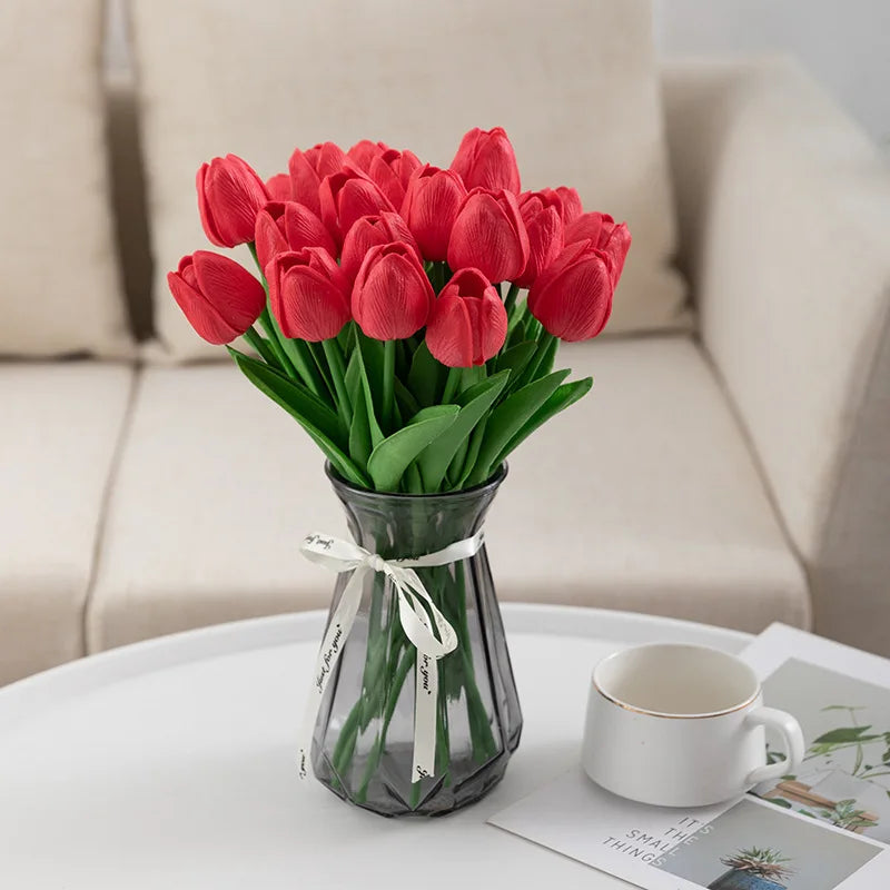 bouquet de tulipes artificielles luxe pour décoration intérieure et mariage - vue 4 sur 17