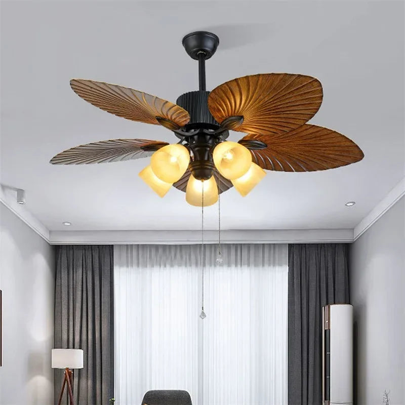 plafonnier vintage américain avec ventilateur et télécommande moderne - vue 5 sur 6