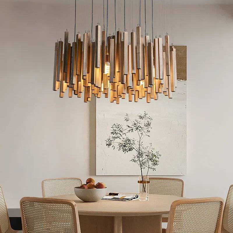 Lustre de Restaurant chinois en bois massif - vue 3 sur 16