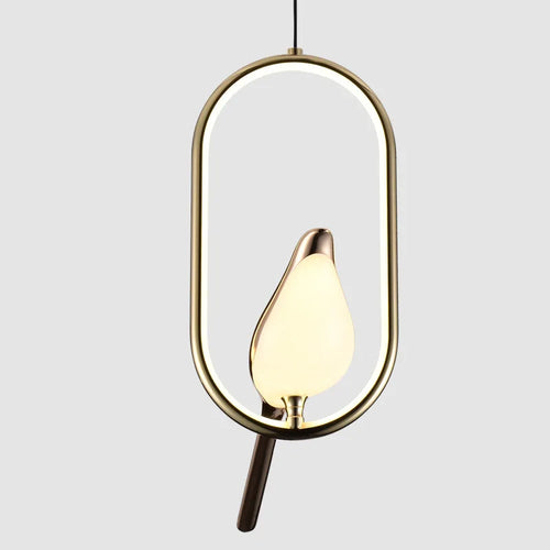 lustre nordique or acrylique avec oiseaux bar led suspendus - vue 2 sur 7