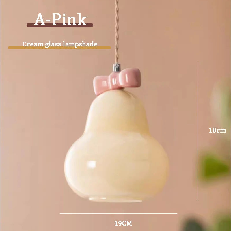 suspension en verre avec nœud rose pour chambre enfant - vue 10 sur 13