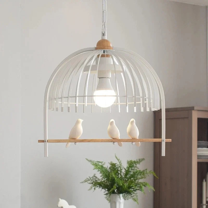 Nordic Resin Iron Bird Cage Chandelier For Dining Room Kitchen Restaurant Cafe Indoor Decoration Hanging Lamp Light Fixtures - vue 3 sur 10