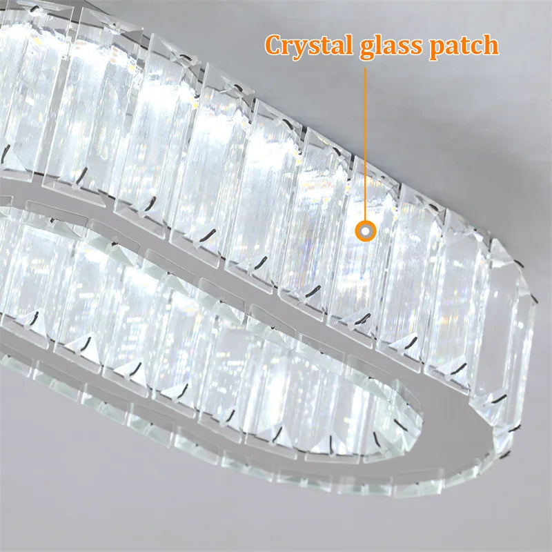 plafonnier ovale en cristal led pour décoration de cuisine