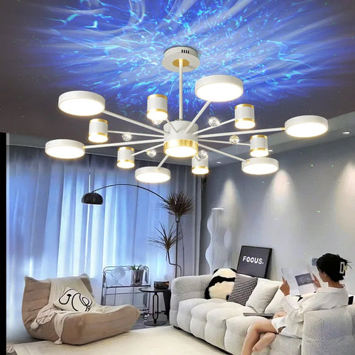 lustre led d'aurores boréales en cristal luxueux suspendu au plafond