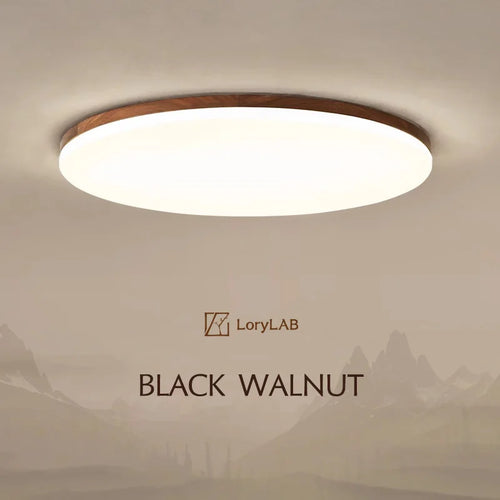 Walnut wood Flush Mount, Modern Minimalism Wabi-sabi, Ultrathin eye protection Ceiling light for Living room, Study, Bedroom
