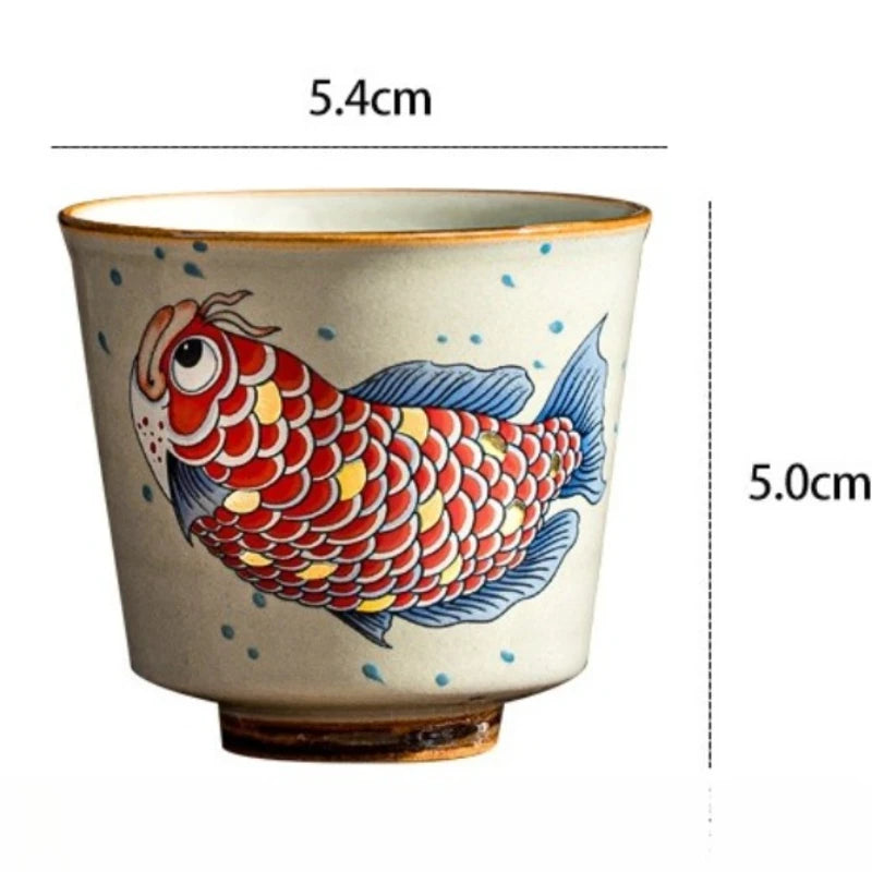 tasse thé céramique style chinois motif arowana coffret - vue 7 sur 7