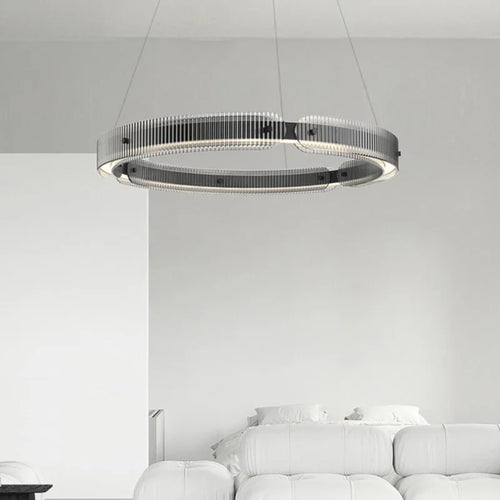 lustre en verre fumé design moderne suspension décorative - vue 2 sur 7