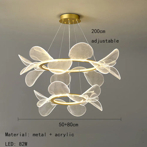 suspension moderne à led avec intensité variable et anneau doré - vue 9 sur 10
