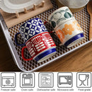 Ensemble tasses café japonaises motif floral rétro céramique