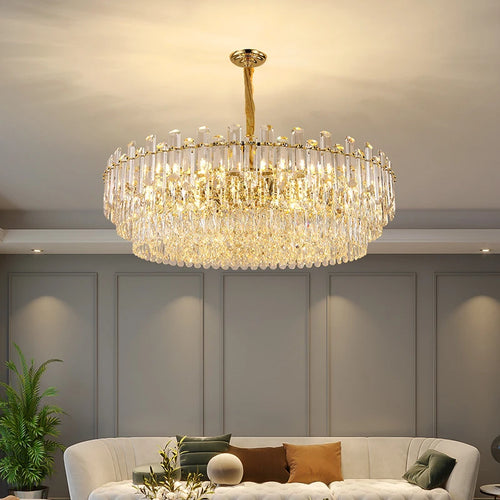 lustre en cristal k9 luxe avec lampe led décoration intérieure élégante - vue 4 sur 5