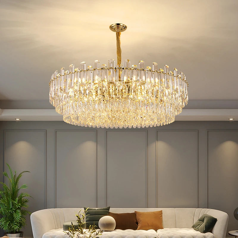 lustre en cristal k9 luxe avec lampe led décoration intérieure élégante - vue 4 sur 5
