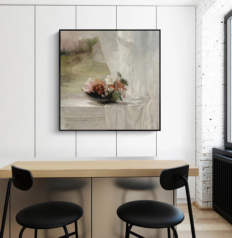 affiche d'art vintage nature morte prairie tournesol fleurs sauvages