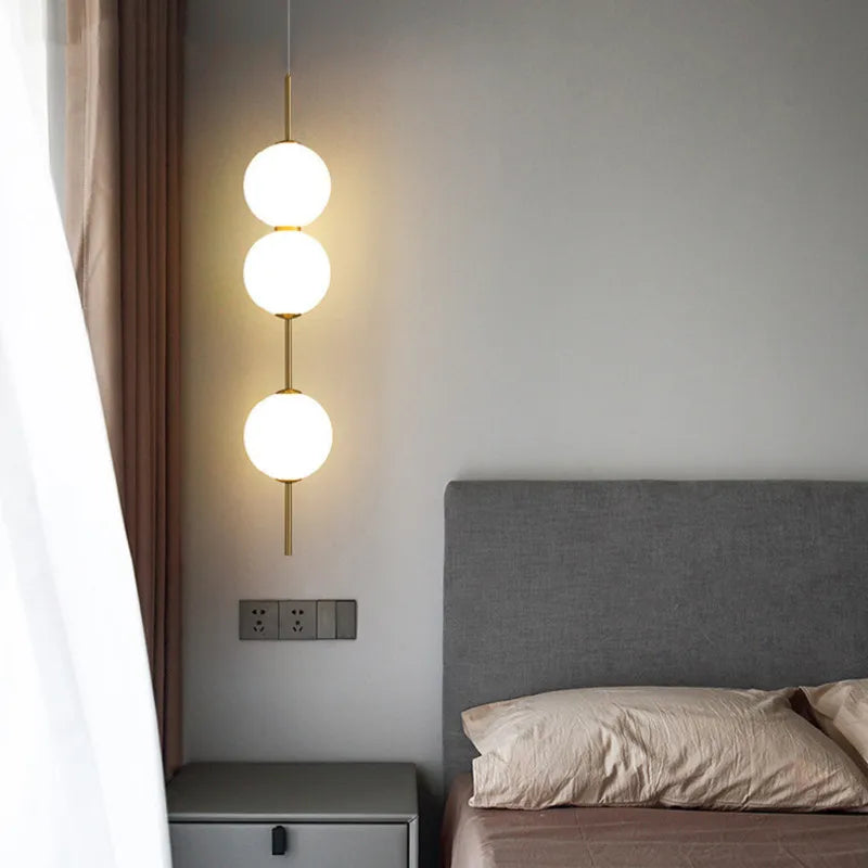 Boule de verre suspension pour chambre chevet lampe suspendue lustres de plafond éclairage moderne décoration entrée Luminaire Led