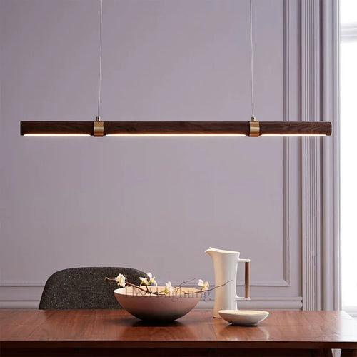 lampe led suspendue minimaliste imitation bois et métal hauteur réglable