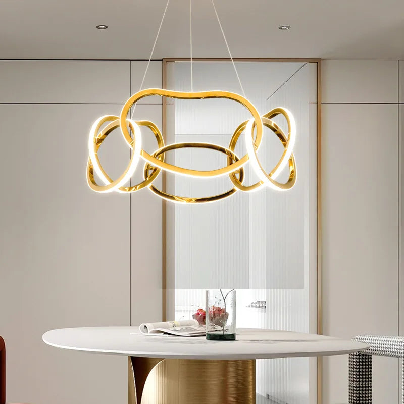 plafonnier led suspendu en silicone doré design moderne et créatif - vue 6 sur 16