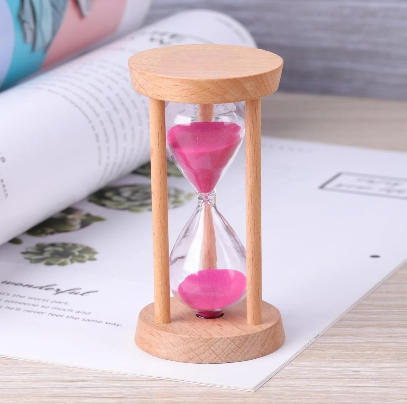 sablier en bois minuterie décorative pour enfants et anniversaires - vue 10 sur 12