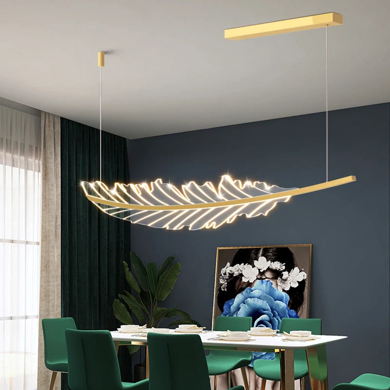 lustre en acrylique à intensité variable en forme de plume - vue 4 sur 6