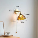 applique murale led style nordique abat-jour en verre et cuivre avec interrupteur
