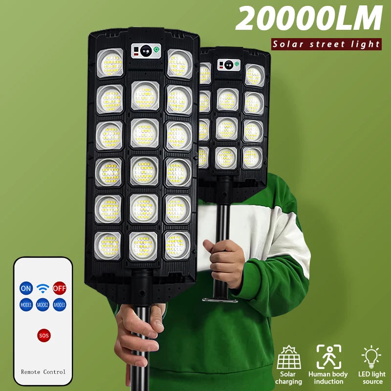 lampadaire solaire 600000 lumens avec capteur de mouvement étanche - vue 3 sur 11