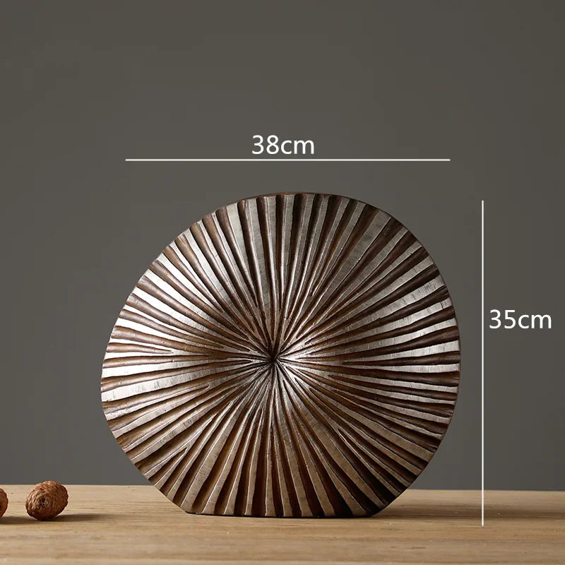 vase floral en résine à fleurs moderne rayures bois - vue 8 sur 10