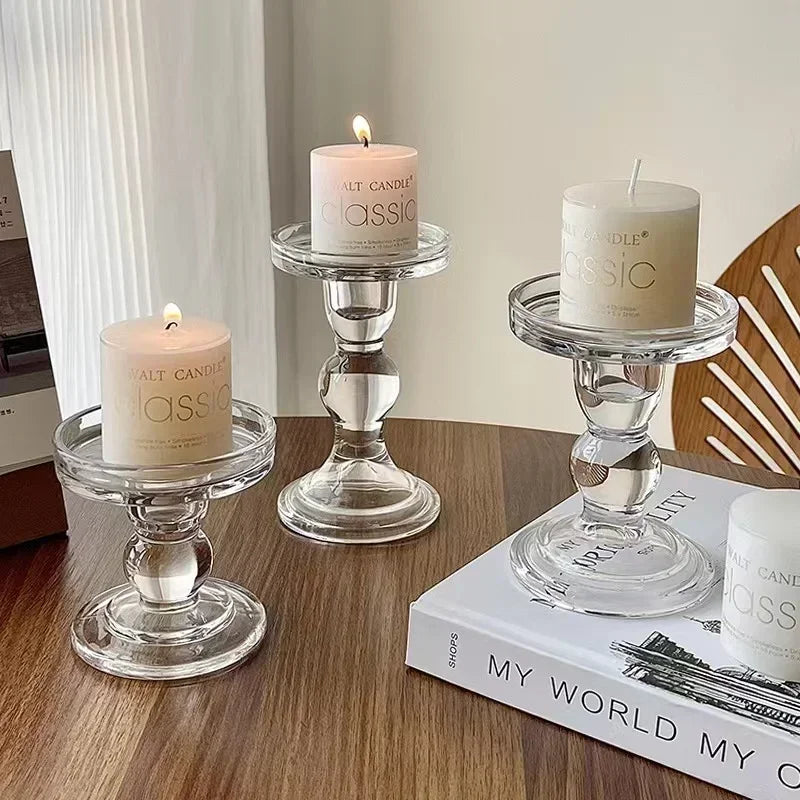 bougeoir en verre pour bougies pilier et coniques décoration intérieure - vue 6 sur 12