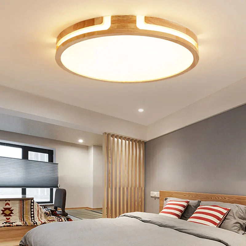 plafonnier led en bois design moderne intelligent et élégant - vue 4 sur 12