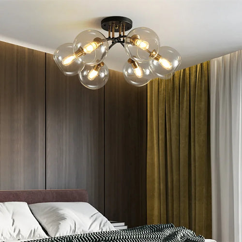 plafonnier industriel design en verre fumé pour décoration moderne - vue 2 sur 12