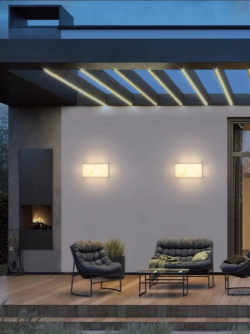 applique murale art deco marbre cube étanche pour intérieur et extérieur