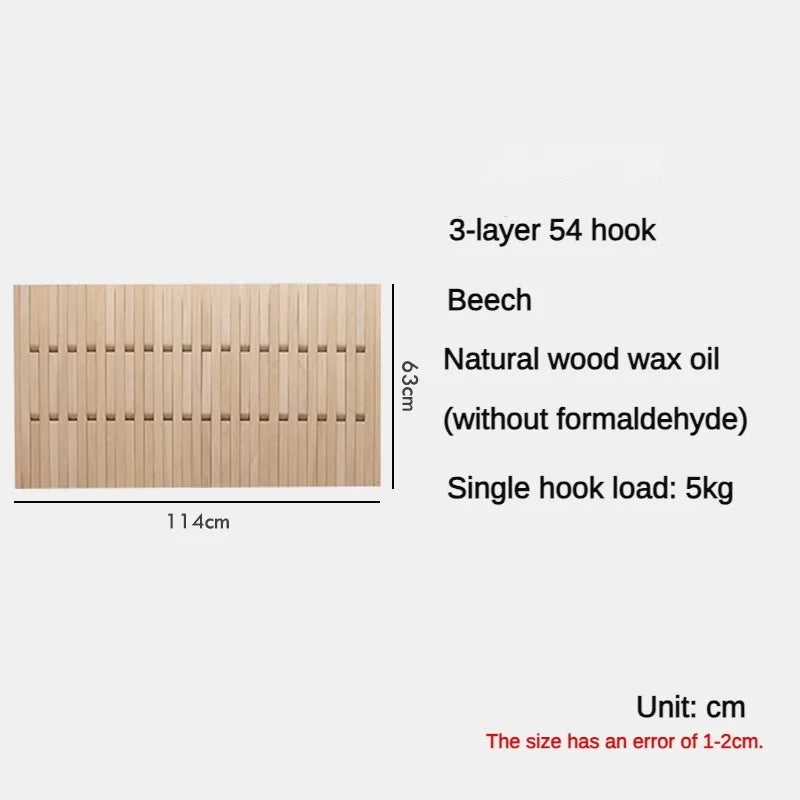 porte-manteau mural en bois pour vêtements et clés - vue 16 sur 18
