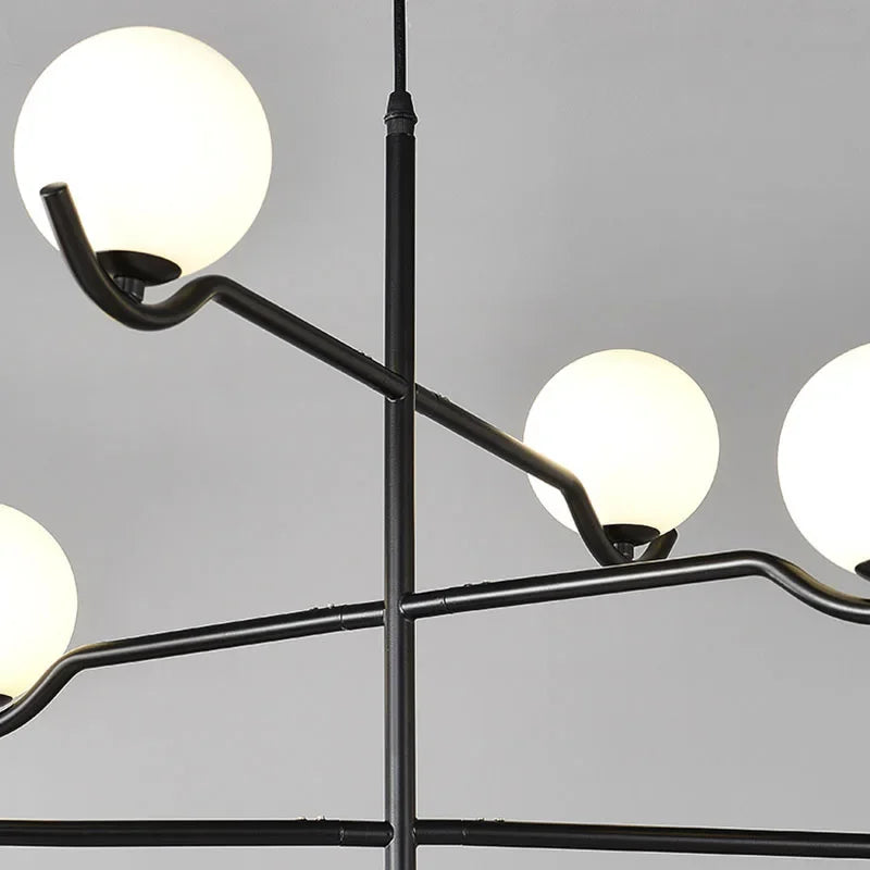 lustre design en verre et métal luminaires suspendus - vue 7 sur 9