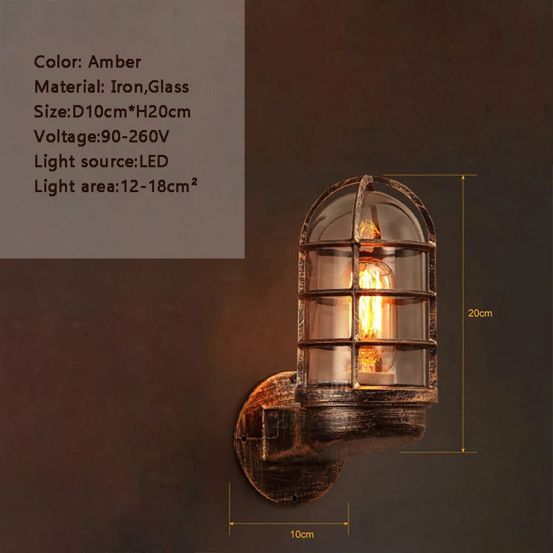 Applique murale led en verre rétro étanche pour extérieur et intérieur