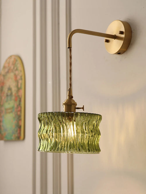 applique murale vintage en verre avec douille en laiton - vue 10 sur 21