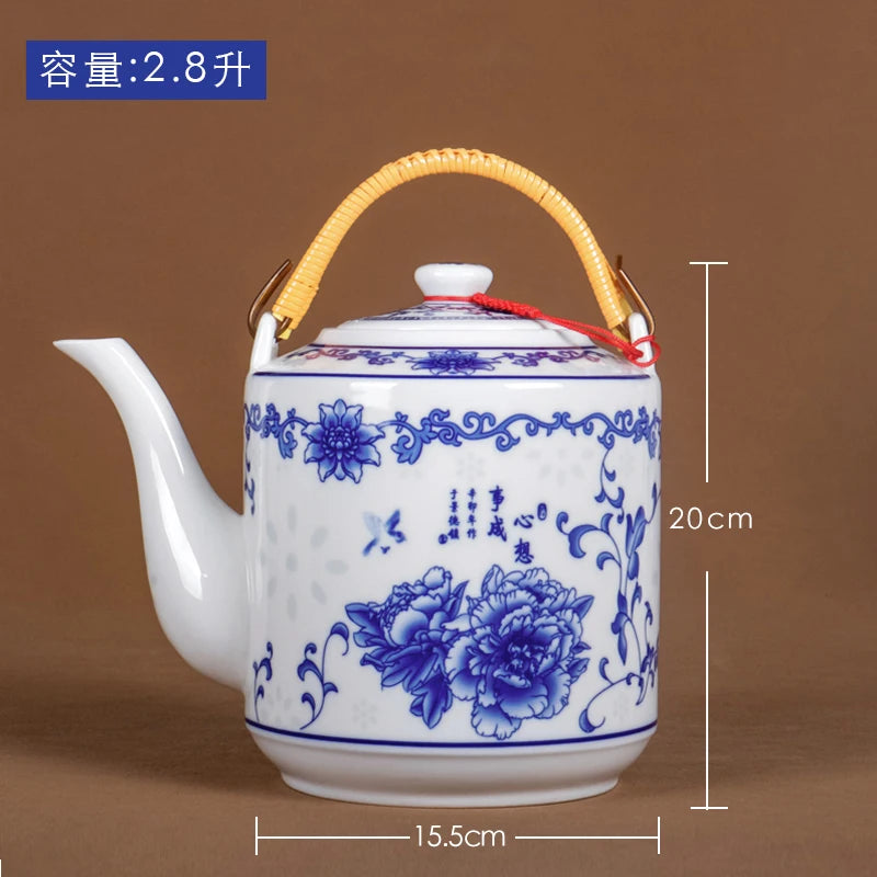 Théière céramique jingdezhen grande capacité style chinois traditionnel - vue 4 sur 7