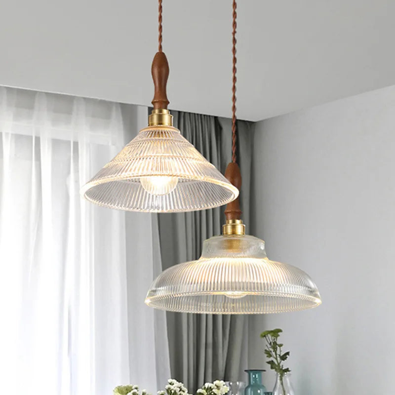 lustre rétro en cuivre avec verre pour décoration intérieure - vue 5 sur 9