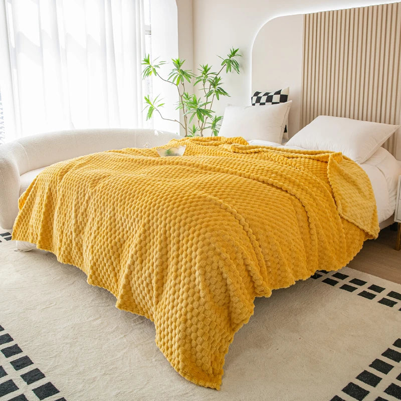 plaid à carreaux moelleux pour canapé et lit - vue 6 sur 7