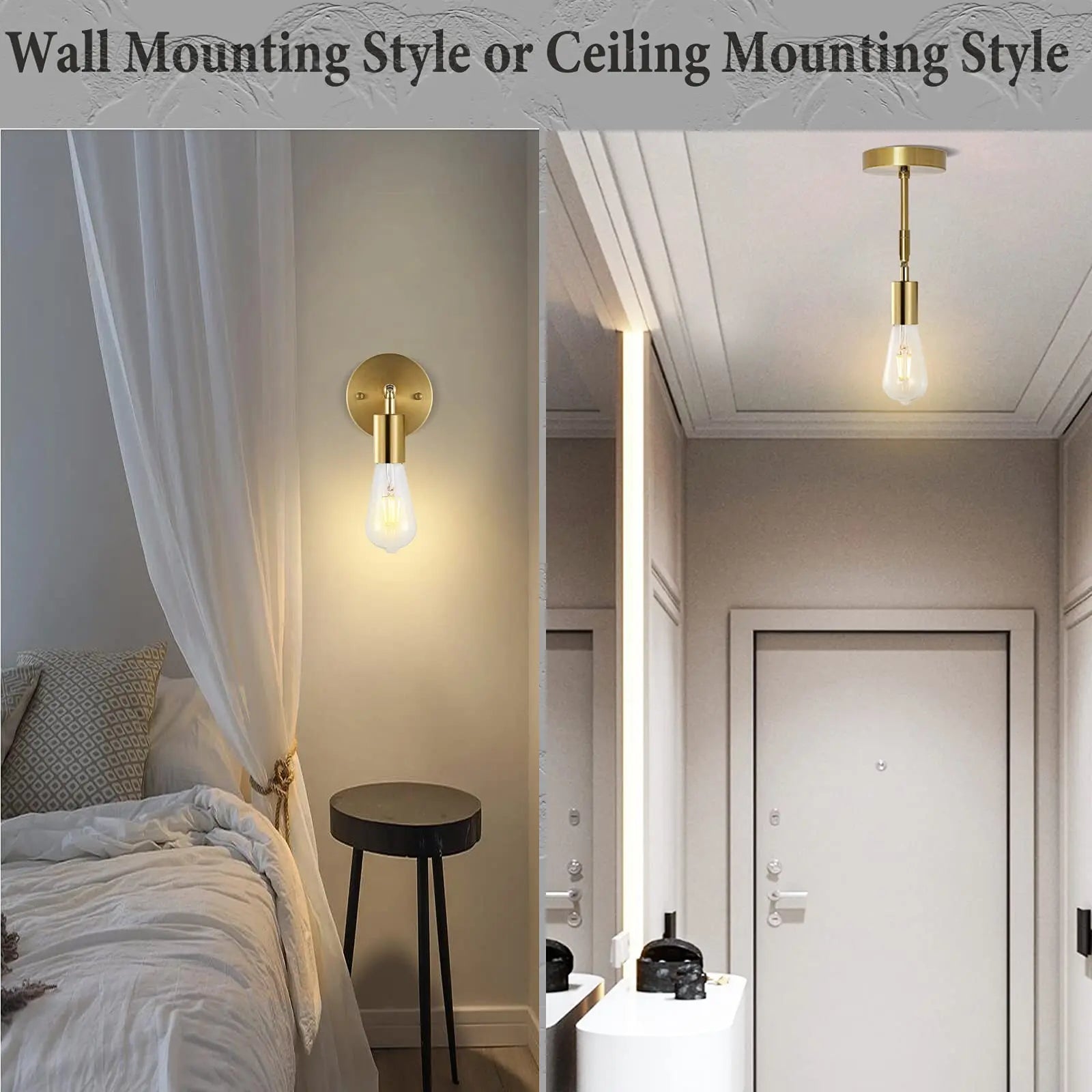 Vintage applique murale LED lampe 180 ° rotatif industriel E27 chambre chevet salle de bain miroir applique murale vanité luminaire plafonnier - vue 9 sur 10