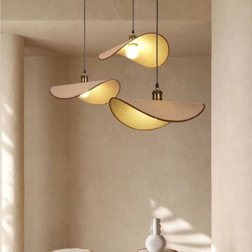 suspension Wabi Sabi minimalisme E27 Led lumière rétro chapeau Led suspension lampe salle à manger nordique lampe Led Droplight Luminarias