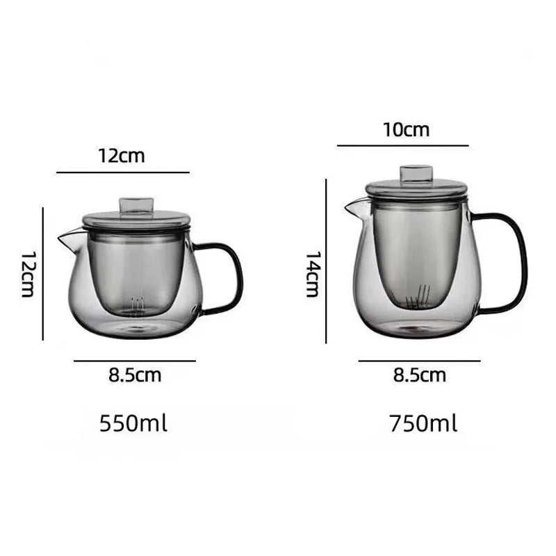Theiere verre borosilicate avec infuseur couvercle resistante - vue 7 sur 7