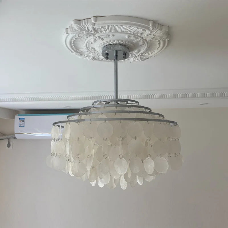 lustre rétro en coquillage pour décoration intérieure moderne - vue 5 sur 13