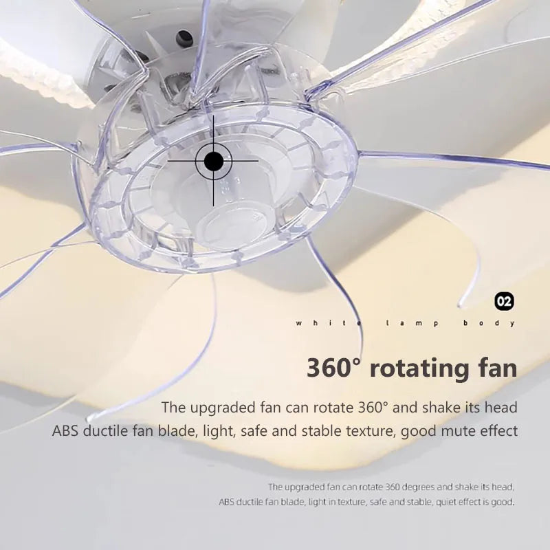plafonnier led moderne avec ventilateur et télécommande décoratif pour la maison - vue 10 sur 14